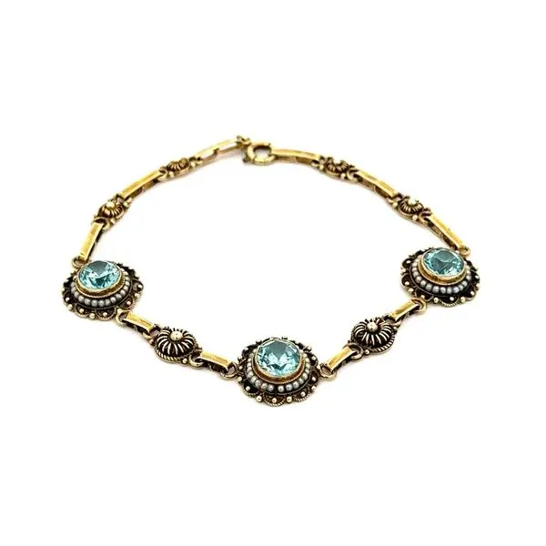 Art Deco Blue Zircon and Pearl Bracelet Image 2 Joint Venture Jewelry Cary, NC