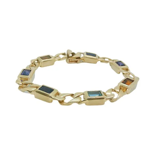 14K Yellow Gold Emerald-Cut Multi-Color Gemstone Bracelet Image 2 Joint Venture Jewelry Cary, NC