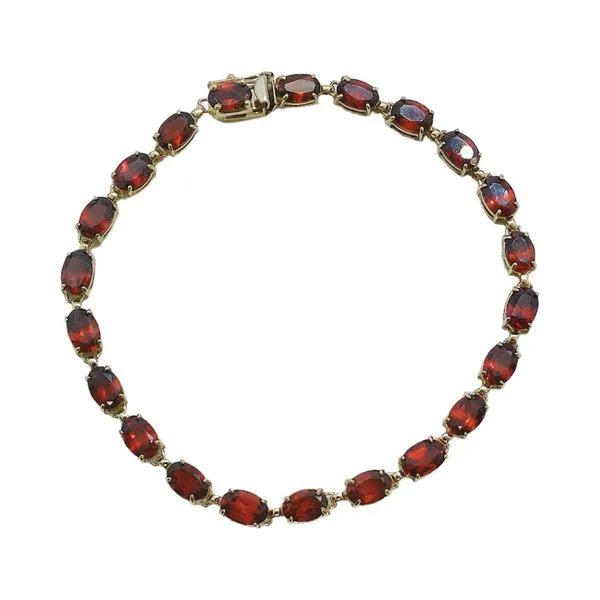 10K Yellow Gold Rhodolite Garnet Line Bracelet Joint Venture Jewelry Cary, NC