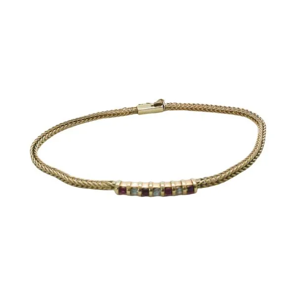 14K Yellow Gold Ruby and Diamond Bar Bracelet Image 2 Joint Venture Jewelry Cary, NC