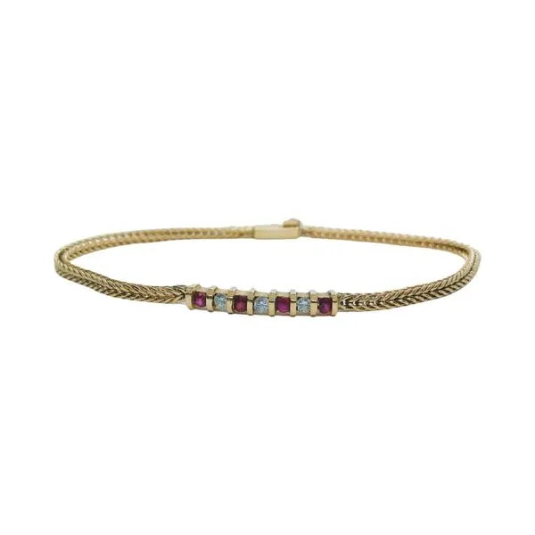 14K Yellow Gold Ruby and Diamond Bar Bracelet Joint Venture Jewelry Cary, NC