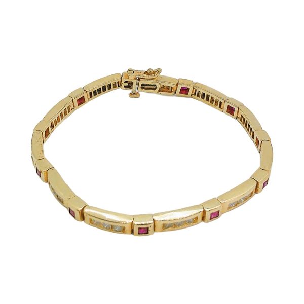 14K Yellow Gold Estate Diamond & Ruby Line Bracelet – 1.75CTW Image 2 Joint Venture Jewelry Cary, NC