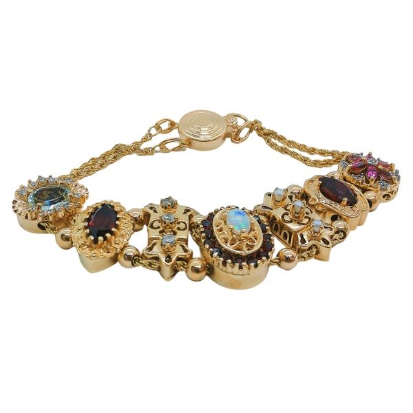 14K Yellow Gold Multi-Gemstone Slide Estate Bracelet with Diamond Accents Image 2 Joint Venture Jewelry Cary, NC