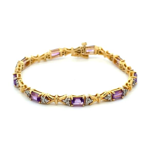 14K Yellow Gold Amethyst & Diamond Estate Link Bracelet 4.00 CTW Joint Venture Jewelry Cary, NC