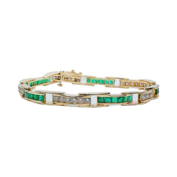 14K Yellow Gold 2.80 CTW Emerald & 1.20 CTW Diamond Estate Line Bracelet Joint Venture Jewelry Cary, NC