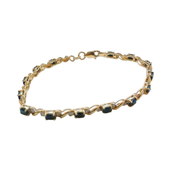 10K Yellow Gold Sapphire and Diamond Estate Line Bracelet Image 2 Joint Venture Jewelry Cary, NC