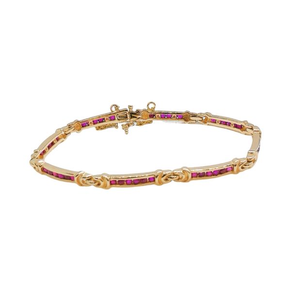 14K Yellow Gold Ruby Line Bracelet Joint Venture Jewelry Cary, NC