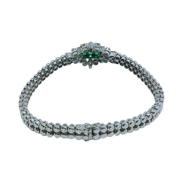 18k White Gold Vintage Emerald and Diamond Bracelet Image 3 Joint Venture Jewelry Cary, NC