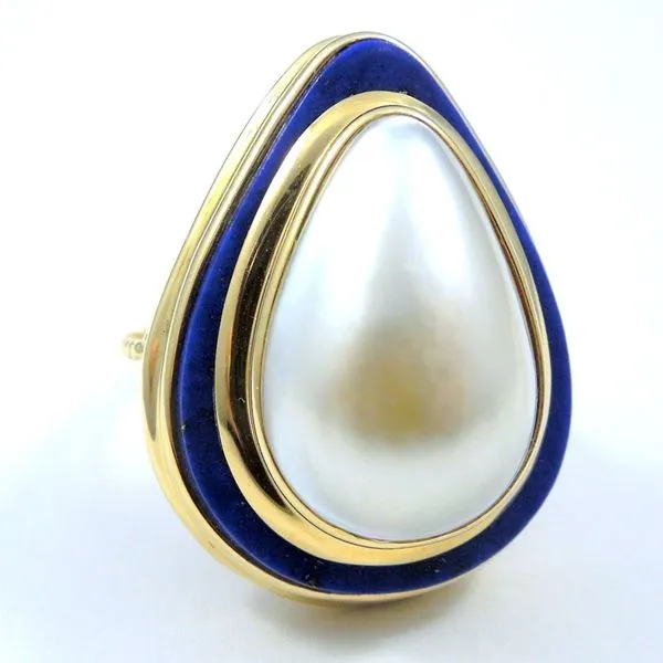 Large Mabe Pearl & Lapis Ring Joint Venture Jewelry Cary, NC