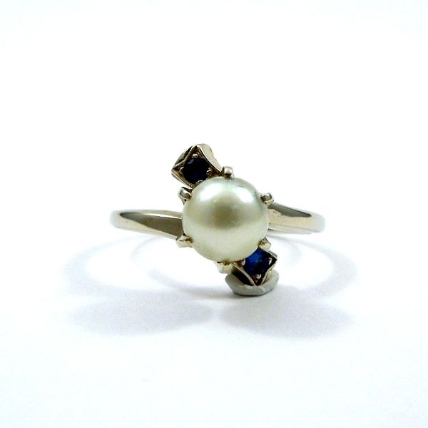 Bypass Pearl and Sapphire Ring Joint Venture Jewelry Cary, NC