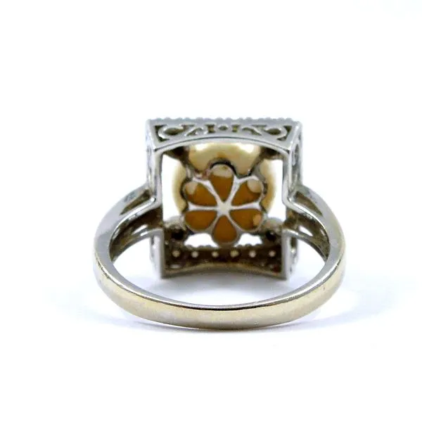Pearl and Diamond Square Ring Image 3 Joint Venture Jewelry Cary, NC