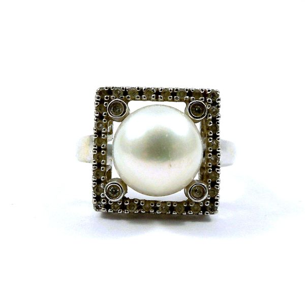 Pearl and Diamond Square Ring Joint Venture Jewelry Cary, NC