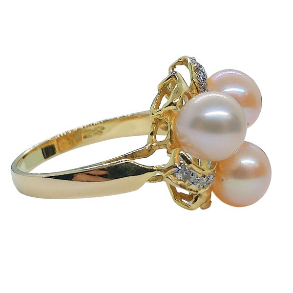 Pearl and Diamond Cluster Ring Image 2 Joint Venture Jewelry Cary, NC