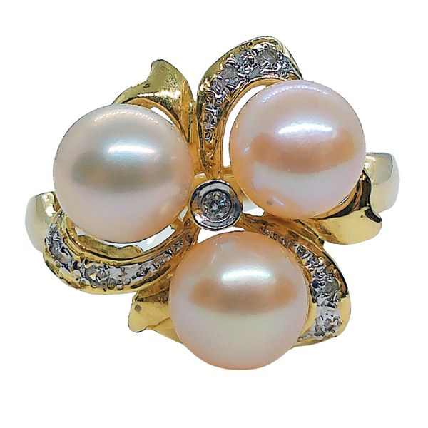 Pearl and Diamond Cluster Ring Joint Venture Jewelry Cary, NC