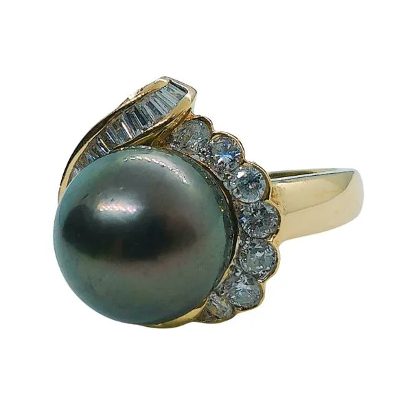 Black Pearl and Diamond Ring Image 3 Joint Venture Jewelry Cary, NC
