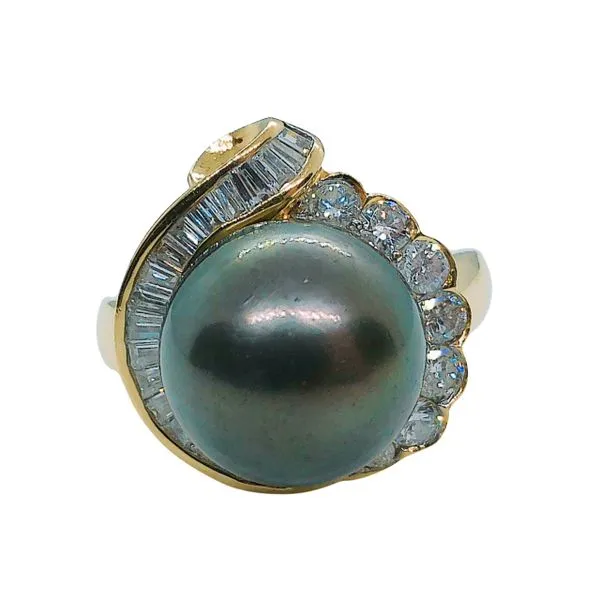 Black Pearl and Diamond Ring Joint Venture Jewelry Cary, NC