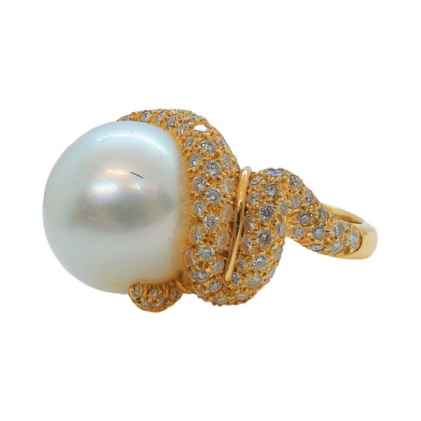 Henry Dunay South Sea Pearl & Diamond Estate Ring Image 2 Joint Venture Jewelry Cary, NC