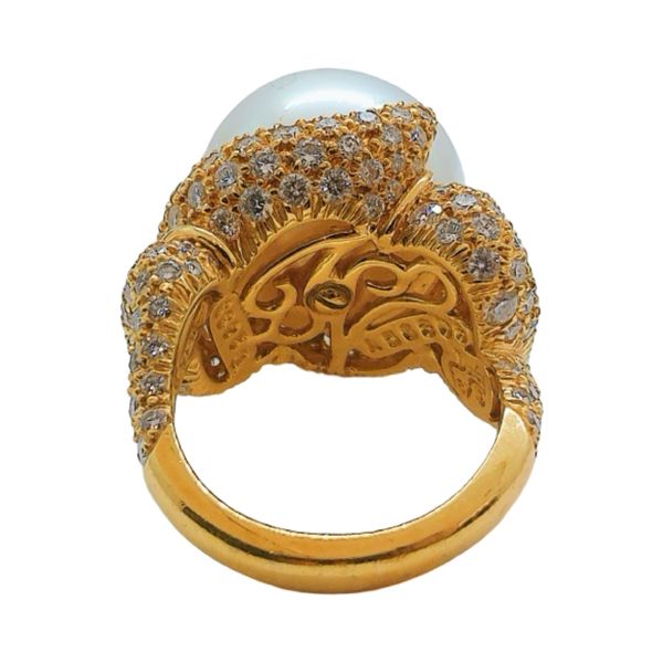 Henry Dunay South Sea Pearl & Diamond Estate Ring Image 3 Joint Venture Jewelry Cary, NC