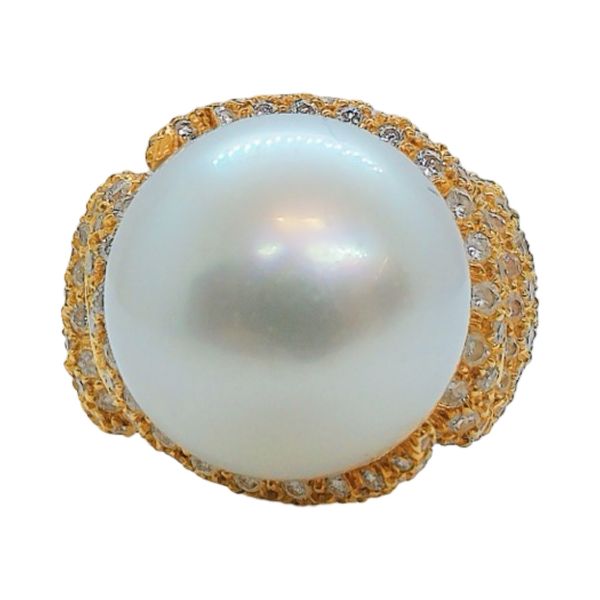 Henry Dunay South Sea Pearl & Diamond Estate Ring Joint Venture Jewelry Cary, NC