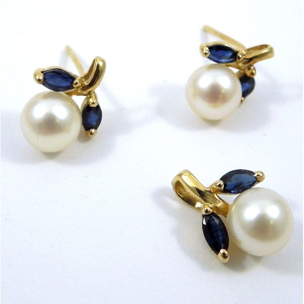 Pearl & Sapphire Earring & Pendant Set Joint Venture Jewelry Cary, NC