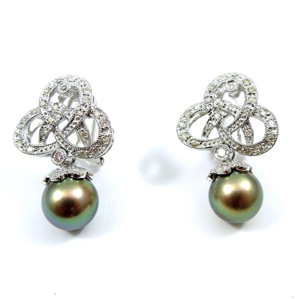 Black Pearl and Diamond Earrings Joint Venture Jewelry Cary, NC