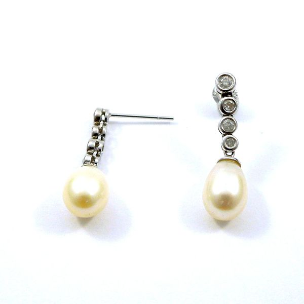 Pearl and Diamond Drop Earrings Image 2 Joint Venture Jewelry Cary, NC