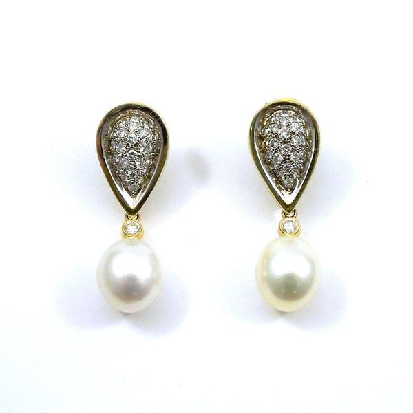 South Sea Pearl and Diamond Earrings Joint Venture Jewelry Cary, NC