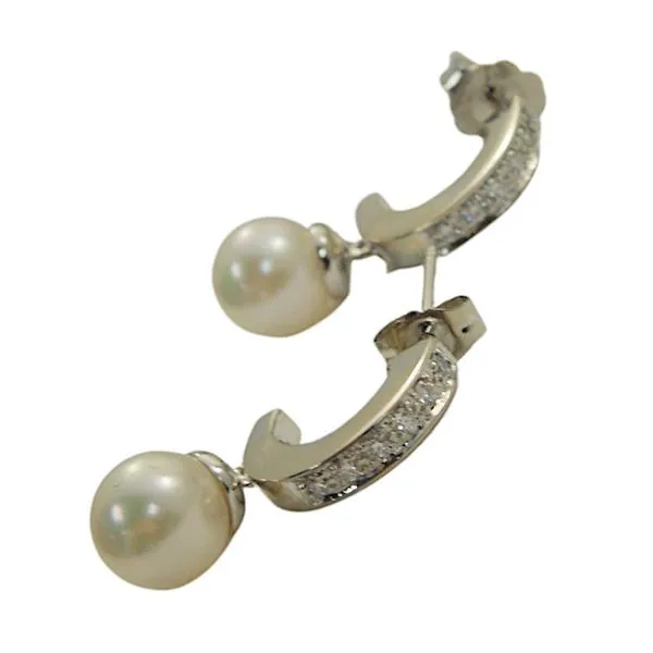 Pearl and Diamond Half Hoop Earrings Joint Venture Jewelry Cary, NC