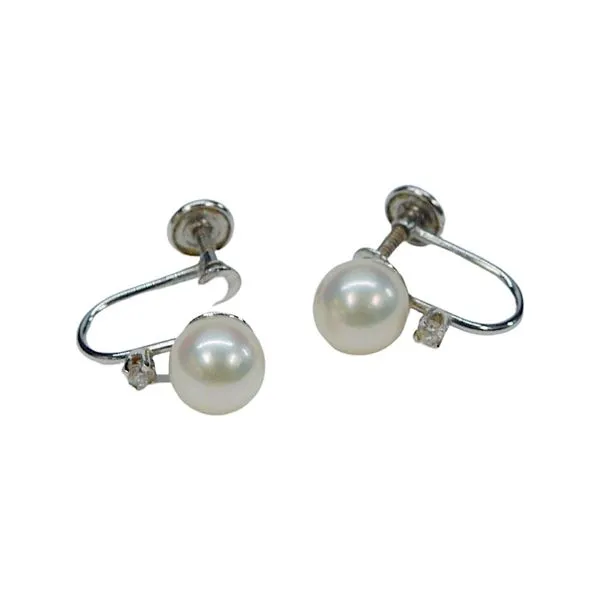Clip On Pearl and Diamond Earrings Image 2 Joint Venture Jewelry Cary, NC