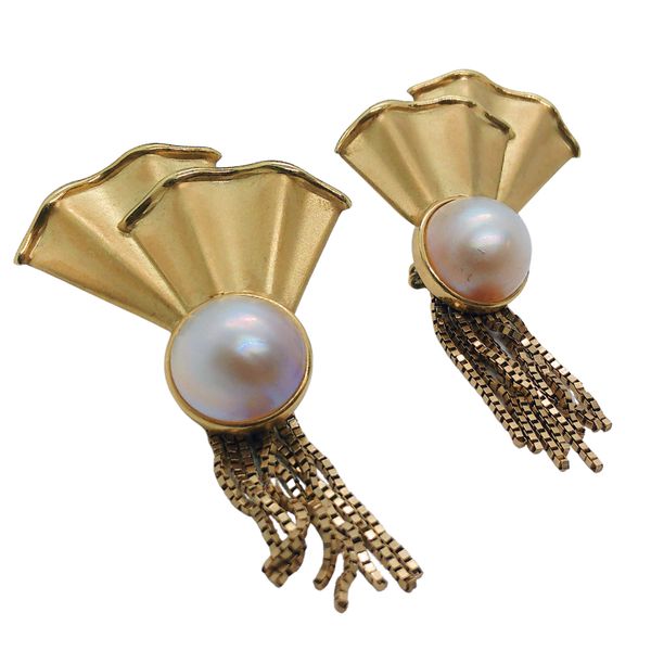 Pearl Fan Tassel Earrings Image 2 Joint Venture Jewelry Cary, NC