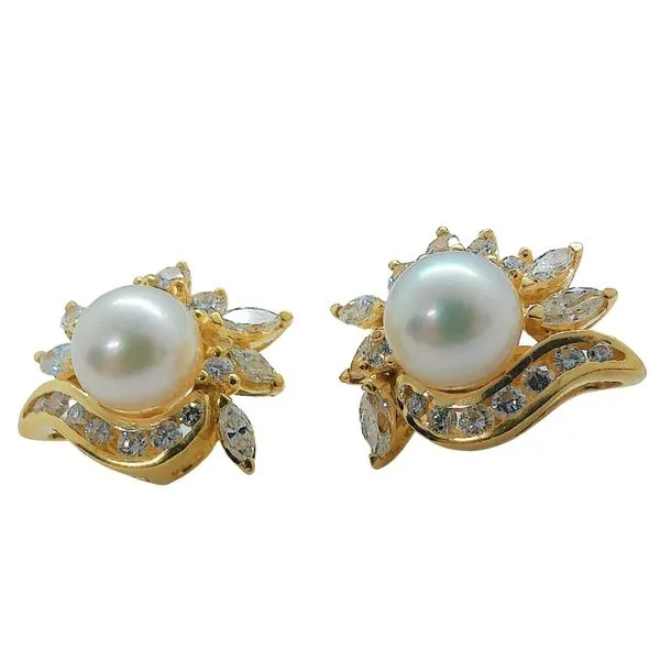 Diamond and Pearl Earrings Image 2 Joint Venture Jewelry Cary, NC