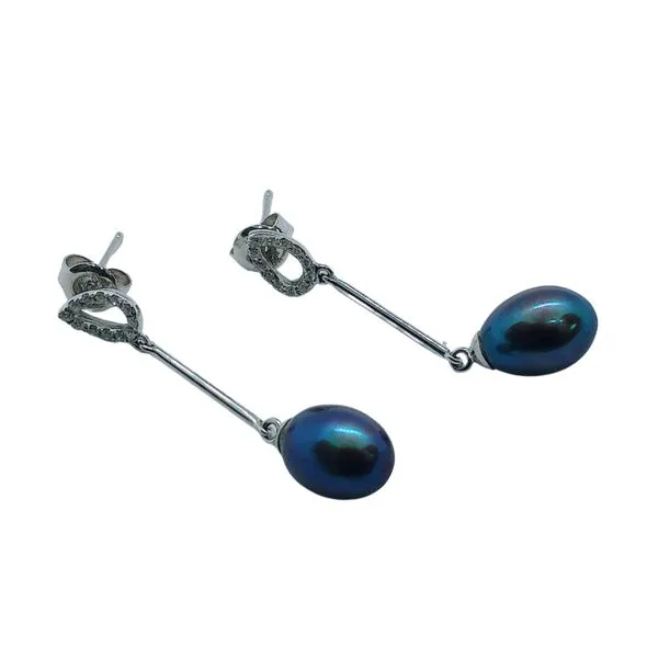 Black Pearl and Diamond Earrings Image 2 Joint Venture Jewelry Cary, NC