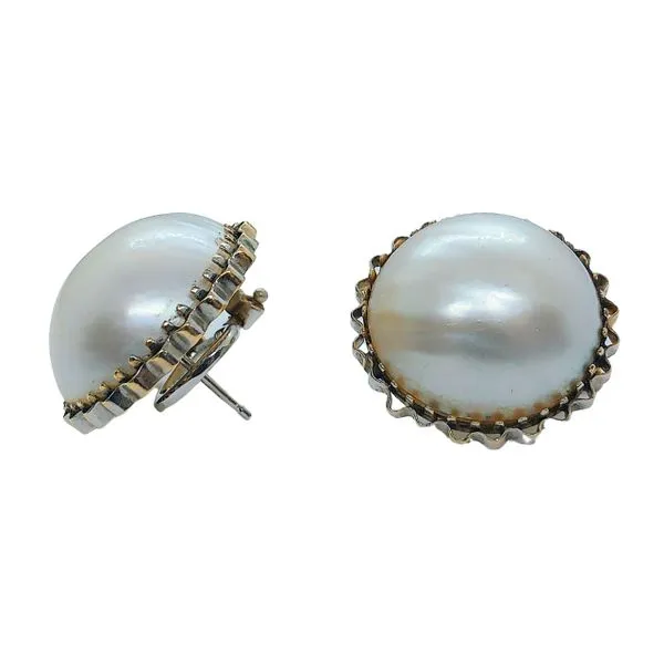Mobe Pearl Stud Earrings Image 2 Joint Venture Jewelry Cary, NC