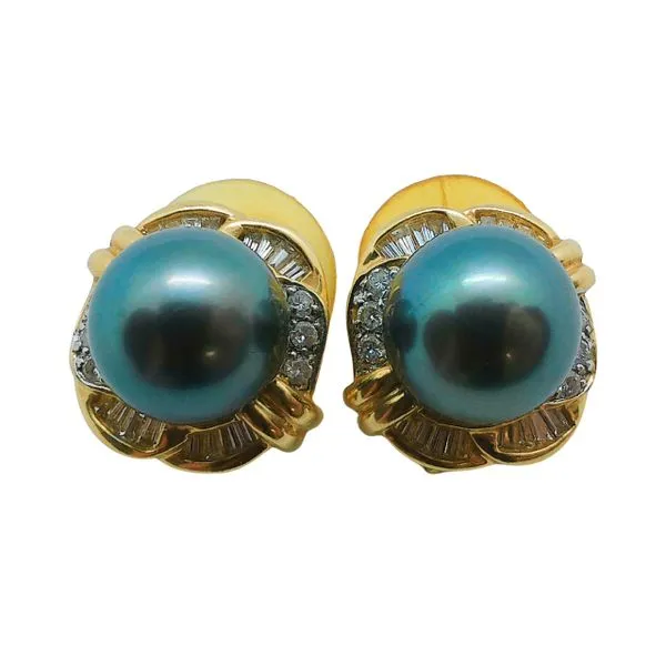 Black Pearl and Diamond Earrings Joint Venture Jewelry Cary, NC