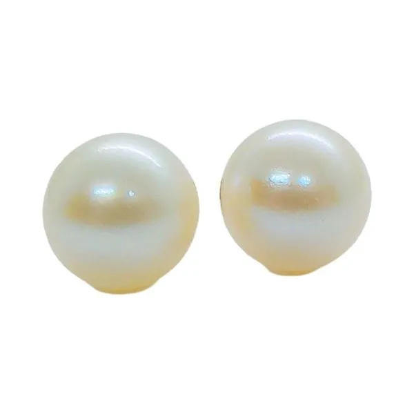 14K Yellow Gold 9.30mm Pearl Stud Earrings Joint Venture Jewelry Cary, NC
