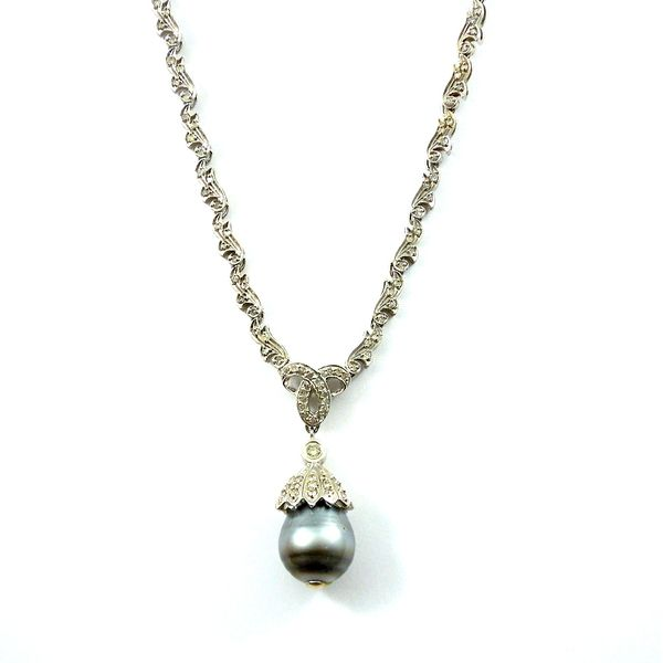 Black Pearl and Diamond Necklace Joint Venture Jewelry Cary, NC
