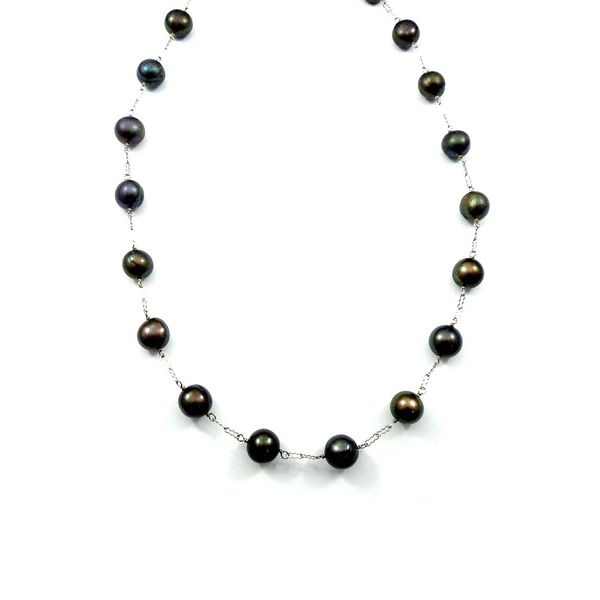 Black Tin Cup Pearl Necklace Image 2 Joint Venture Jewelry Cary, NC