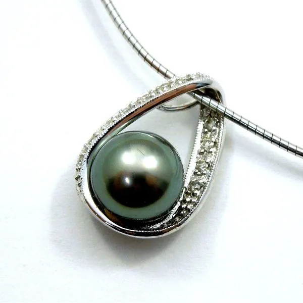 Black Pearl and Diamond Slide Necklace Joint Venture Jewelry Cary, NC