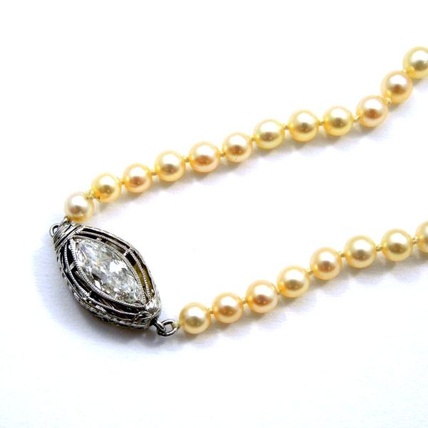 Diamond Marquise Clasp Pearl Necklace Joint Venture Jewelry Cary, NC