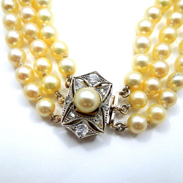 Vintage Three Strand Pearl Necklace Image 2 Joint Venture Jewelry Cary, NC