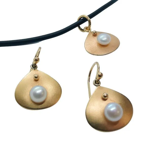 Gold and Pearl Necklace and Earring Set Image 2 Joint Venture Jewelry Cary, NC