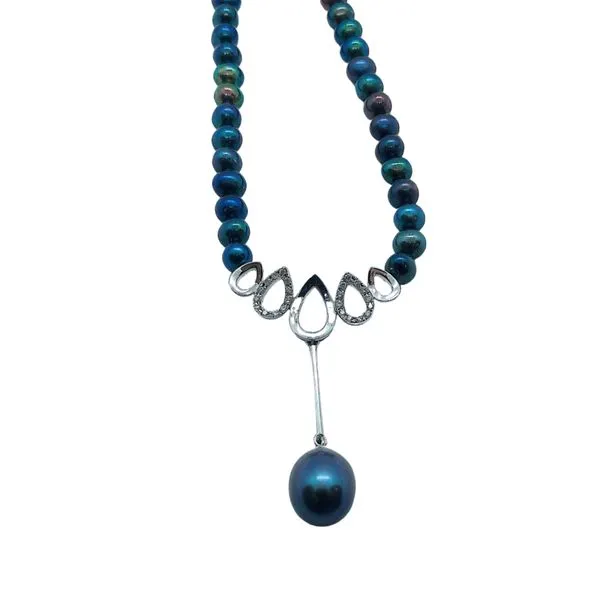 Black Pearl and Diamond Necklace Joint Venture Jewelry Cary, NC
