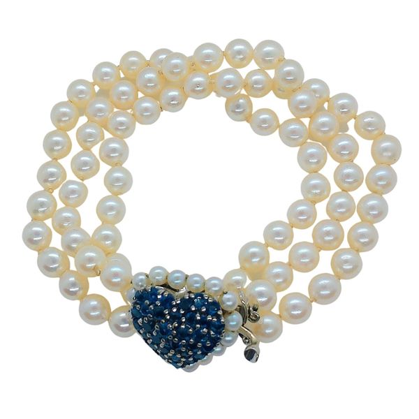 Pearl Bracelet with Sapphire Clasp Joint Venture Jewelry Cary, NC