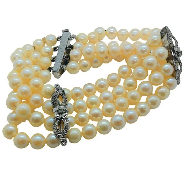 Vintage Four Strand Pearl Bracelet Joint Venture Jewelry Cary, NC