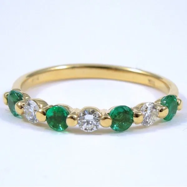 Emerald & Diamond Stackable Wedding Band Joint Venture Jewelry Cary, NC