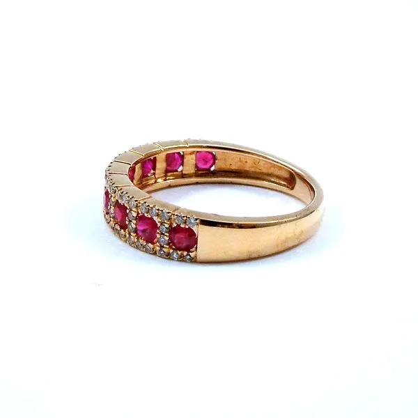 Rose Gold Ruby Wedding Band Image 2 Joint Venture Jewelry Cary, NC