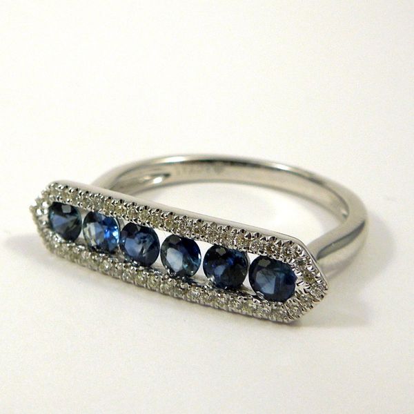 Sapphire and Diamond Wedding Band Image 2 Joint Venture Jewelry Cary, NC
