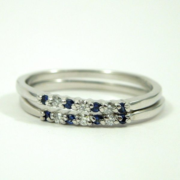 Sapphire and Diamond Wedding Bands Image 2 Joint Venture Jewelry Cary, NC