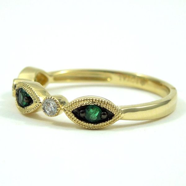 Emerald and Diamond Wedding Band Image 2 Joint Venture Jewelry Cary, NC