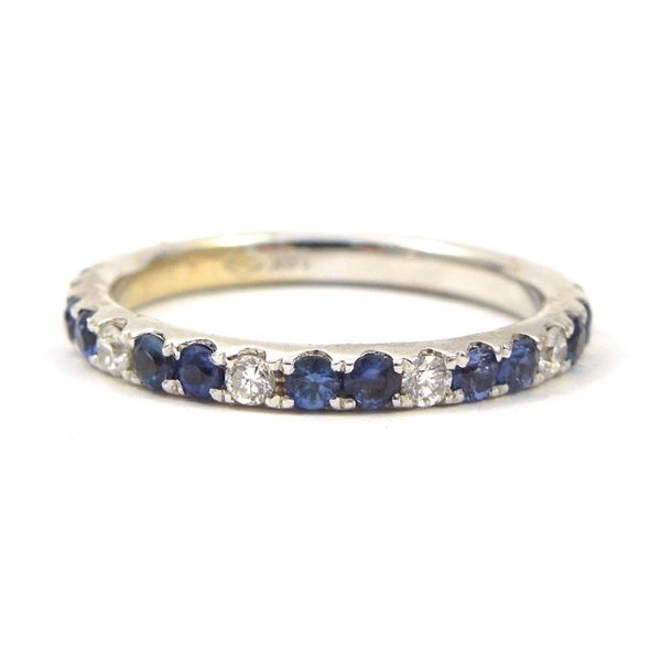 Sapphire and Diamond Eternity Wedding Band Joint Venture Jewelry Cary, NC
